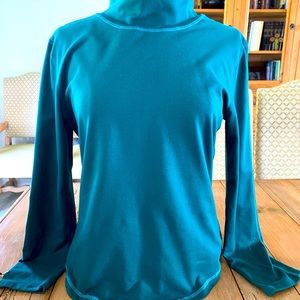 PRANA turtleneck stretch pullover/ Dark teal green